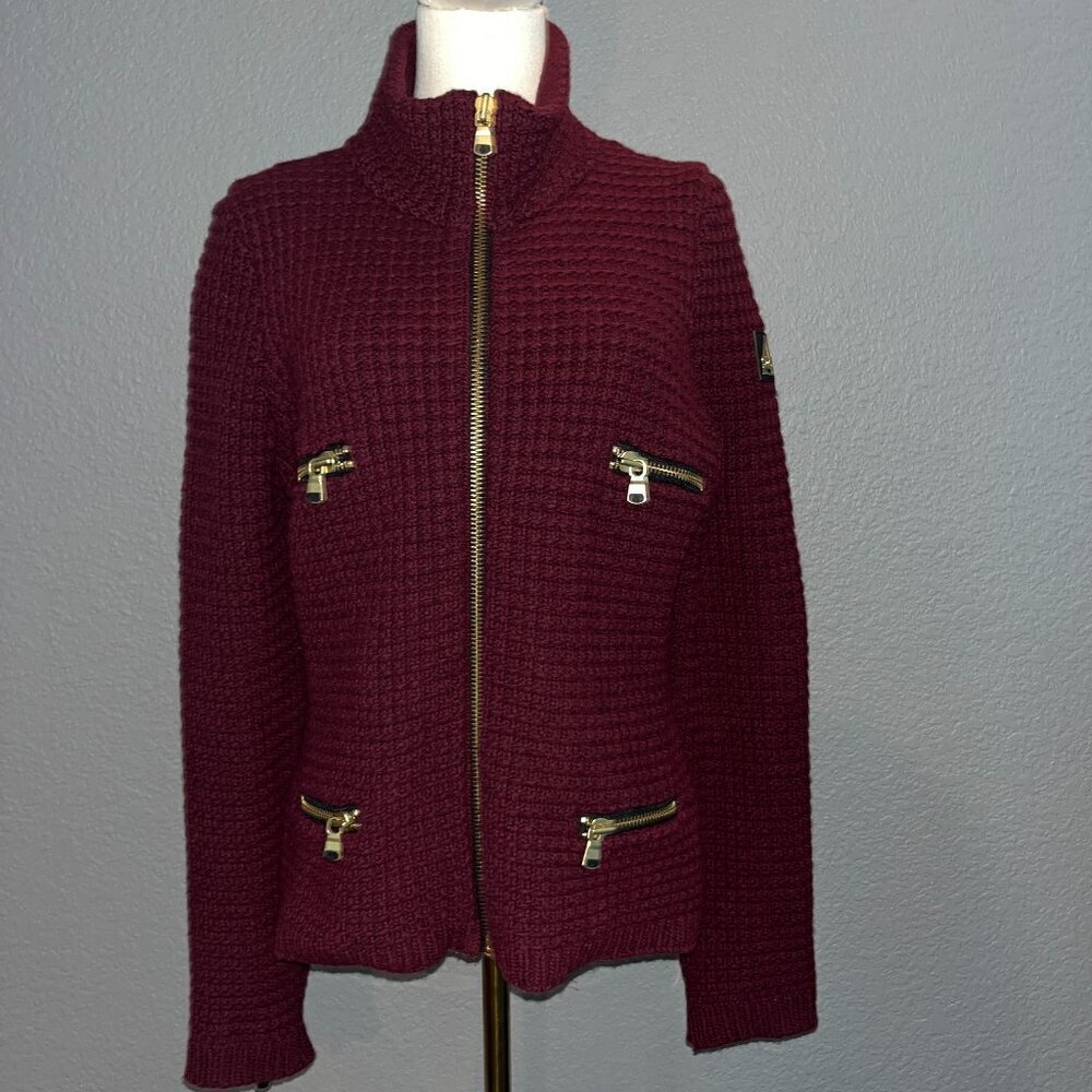 SOS SPORTSWEAR OF SWEDEN FULL ZIP 2014 BLACK SNOW HIGH FASHION WOOL SKI SWEATER